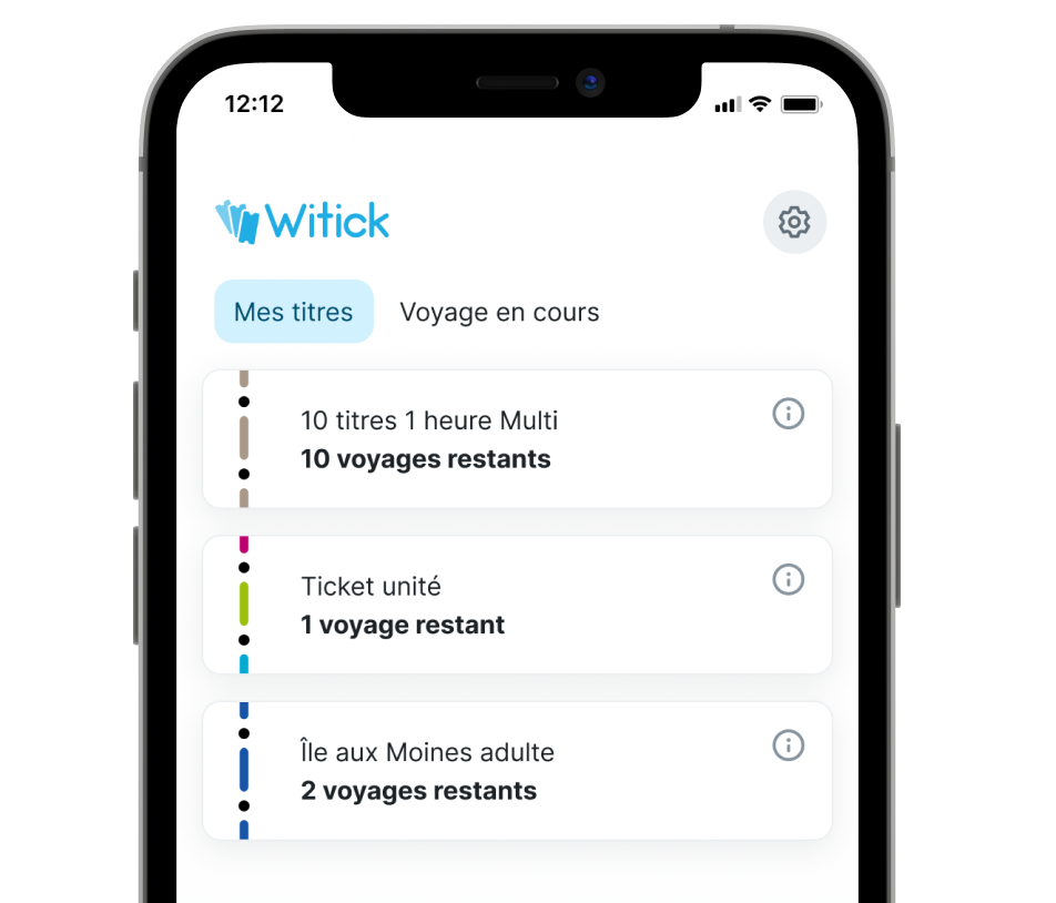 My tickets page of the Witick application on smartphone